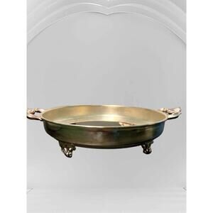 Vintage USA 1960s Silverplate Footed Casserole Stand Ornate Handles, 10x2.75”